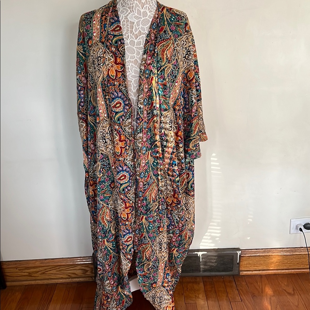 SHEIN Multicolor Paisley Kimono